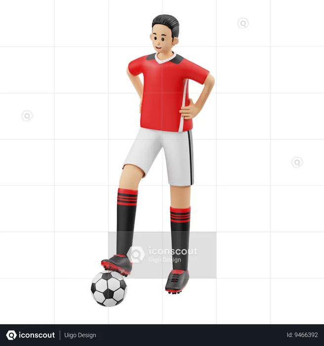 Joueur de football debout pose  3D Illustration