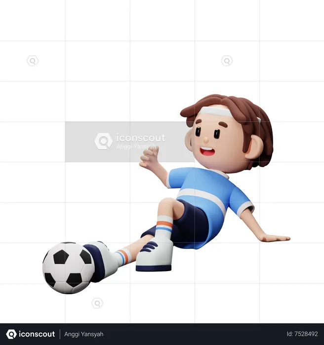 Joueur de football, tacle le ballon  3D Illustration