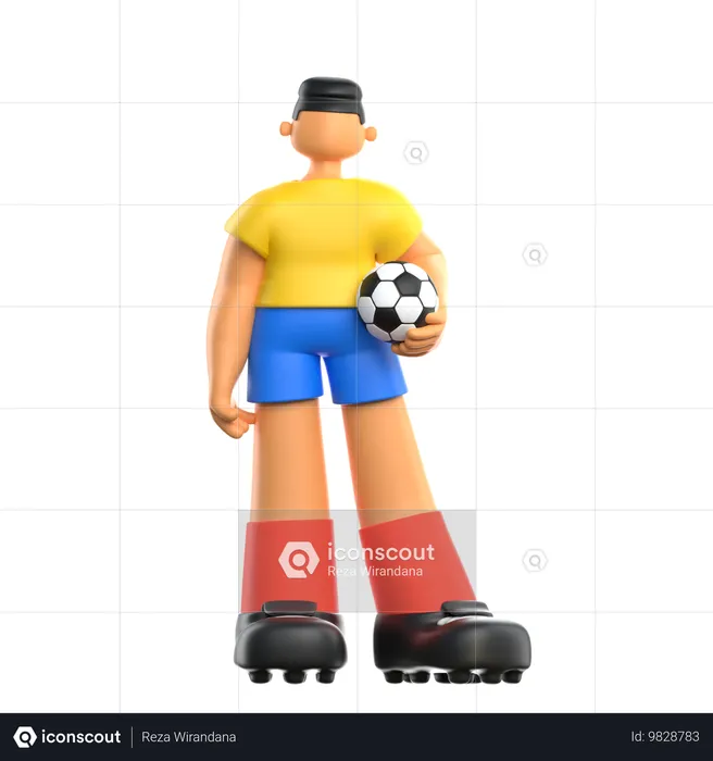 Joueur de football tenant le football  3D Illustration