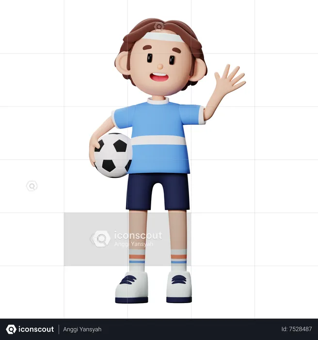 Joueur de football tenant le ballon  3D Illustration