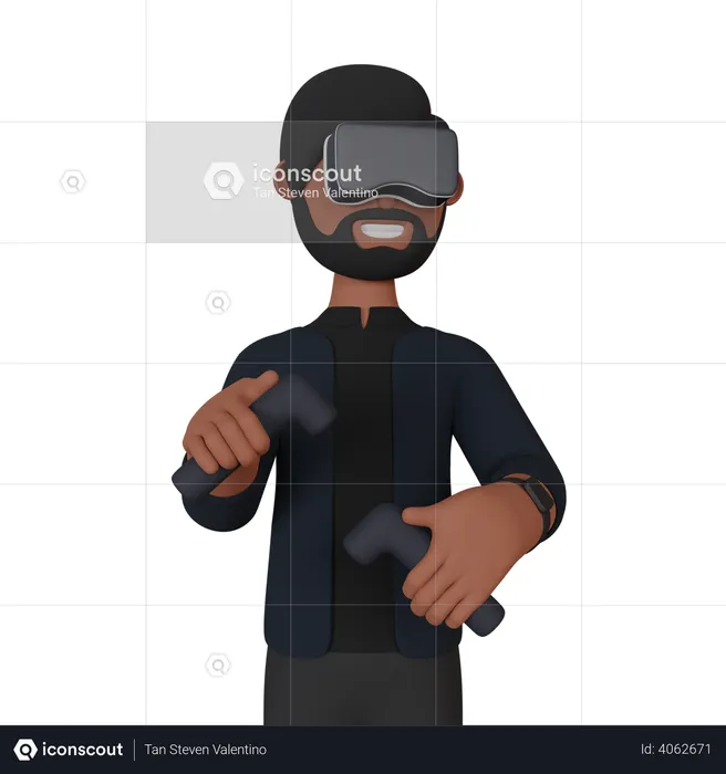 Joueur de réalité virtuelle  3D Illustration