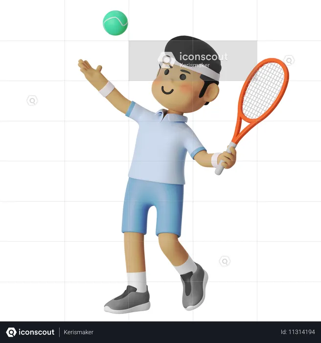 Servir un garçon joueur de tennis  3D Illustration