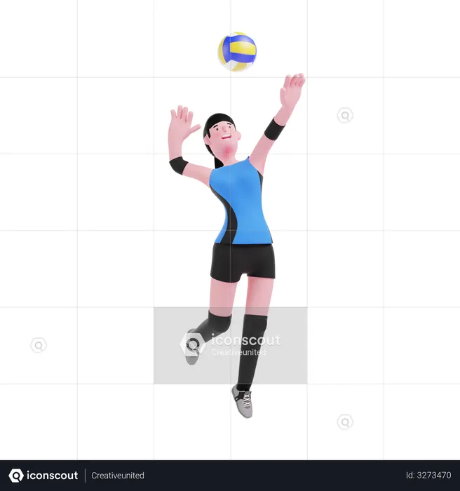 Joueur de volley-ball fracassant la balle  3D Illustration