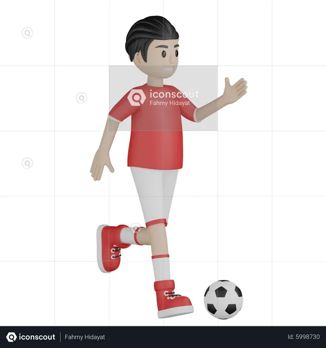Joueur masculin jouant au football  3D Illustration