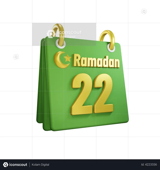 Jour 22 du calendrier du ramadan  3D Illustration