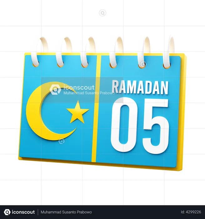 Jour 5 du calendrier du ramadan  3D Illustration