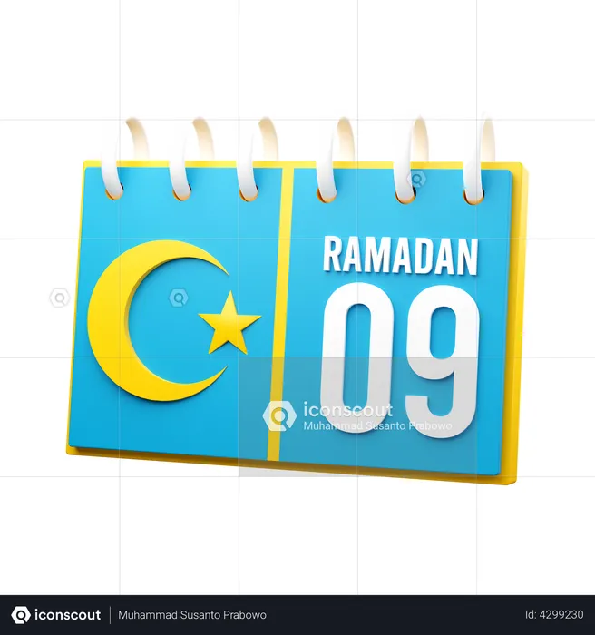 Jour 9 du calendrier du ramadan  3D Illustration