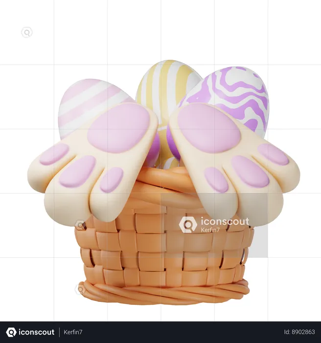 Jour de Pâques avec panier d'oeufs  3D Icon