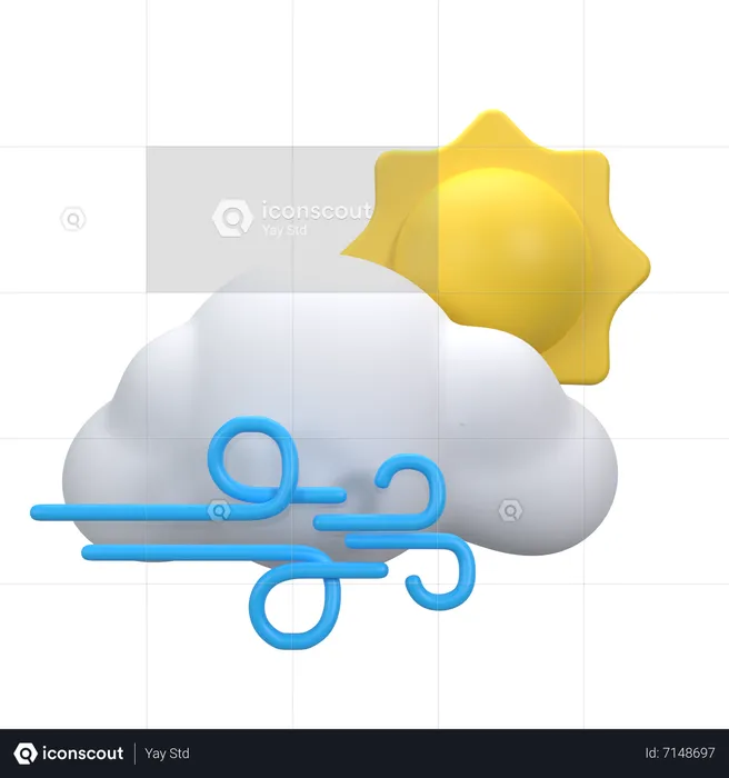 Journée nuageuse et venteuse  3D Icon
