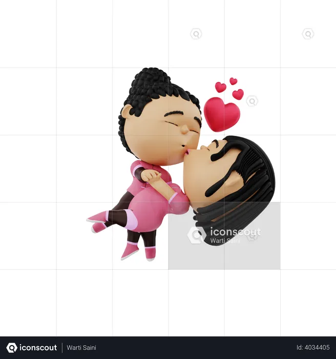 Jovem casal se beijando  3D Illustration