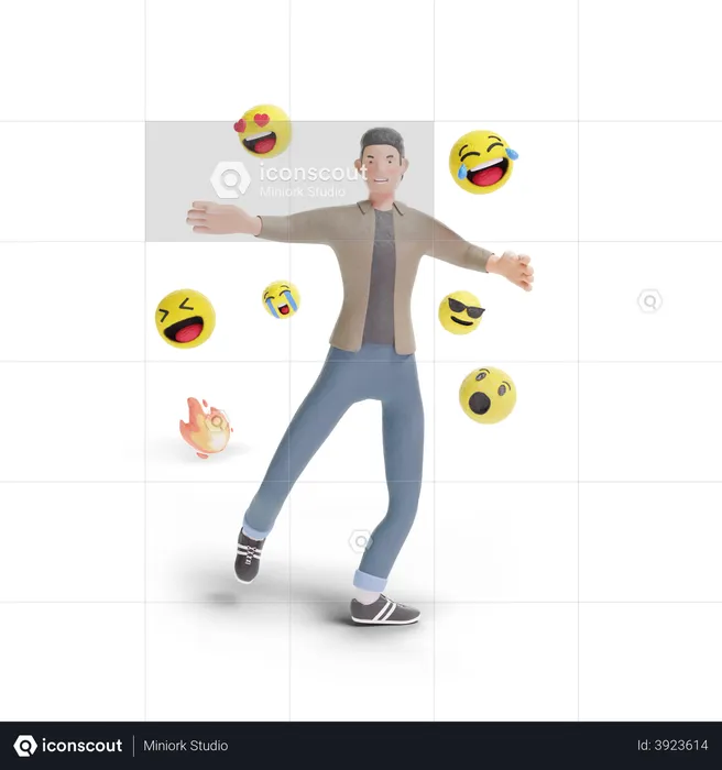 Jovem com emoji Logo 3D Logo