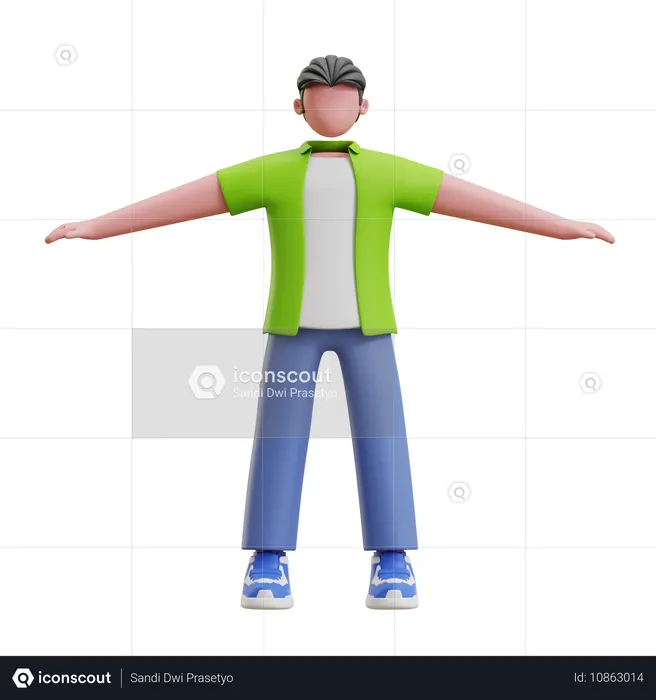 Jovem em pé com as mãos abertas  3D Icon