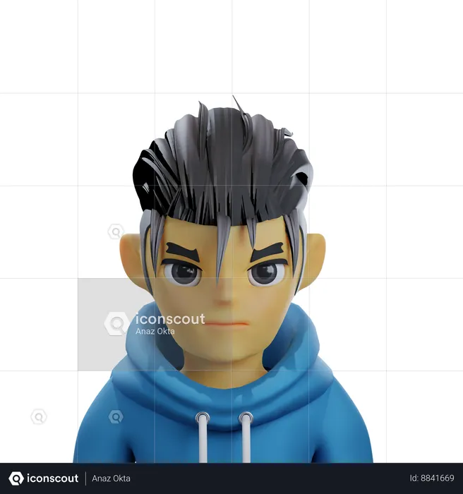 Jovem vestindo moletom azul  3D Icon