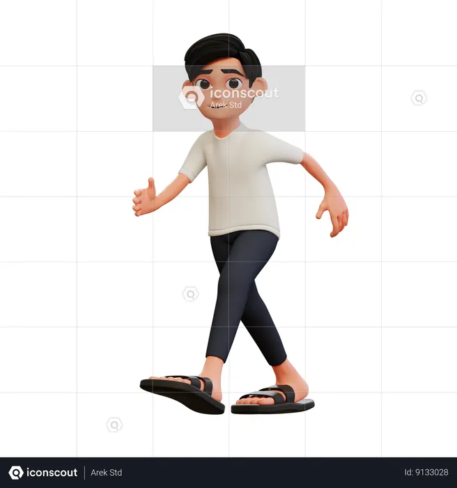 Joven feliz corriendo Pose  3D Illustration