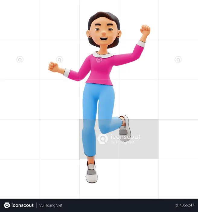 Joyful Woman  3D Illustration