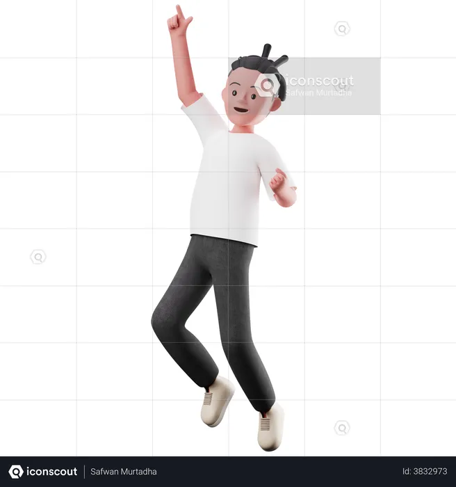 Personagem Juba com pose de salto feliz  3D Illustration