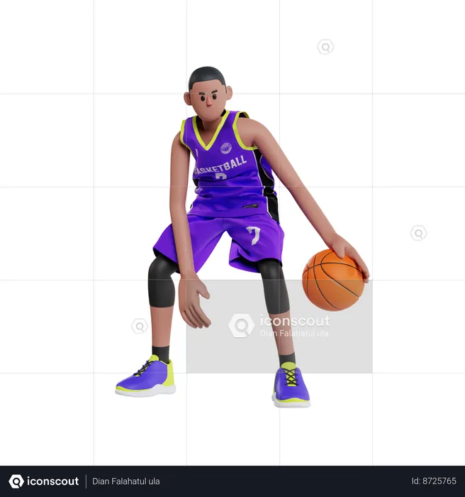 Jugador de baloncesto driblando  3D Illustration