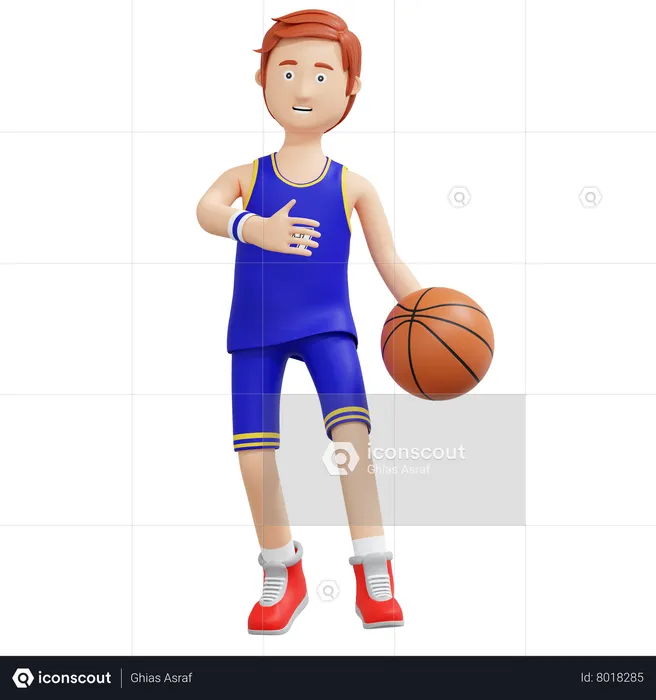 Jugador de baloncesto regateando la pelota  3D Illustration