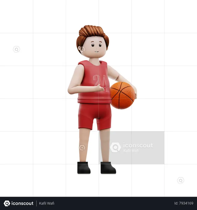 Jugador de baloncesto sosteniendo baloncesto  3D Illustration