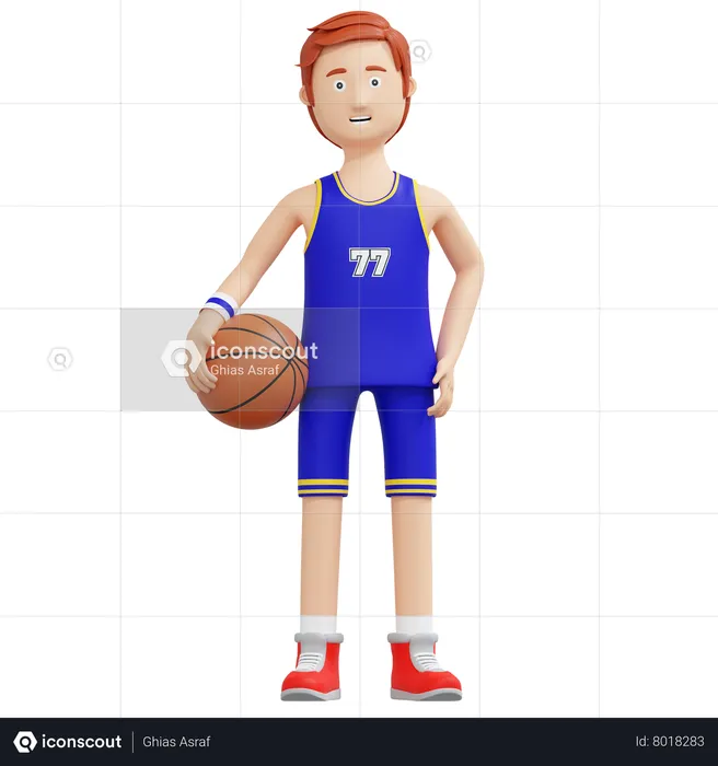 Jugador de baloncesto sosteniendo la pelota  3D Illustration