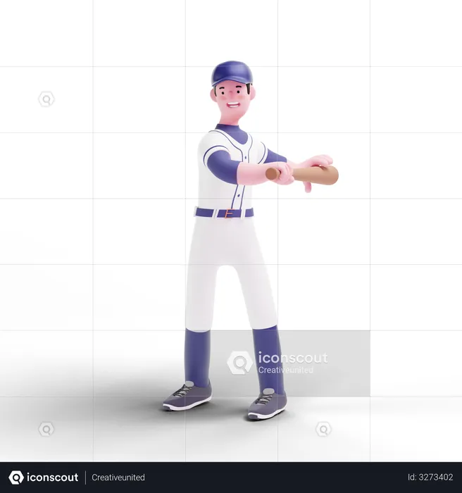 Jugador de béisbol haciendo práctica  3D Illustration