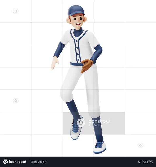 Jugador de béisbol preparándose para correr  3D Illustration