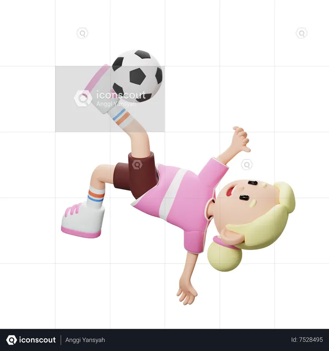 Jugador de fútbol haciendo patada por encima de la cabeza  3D Illustration