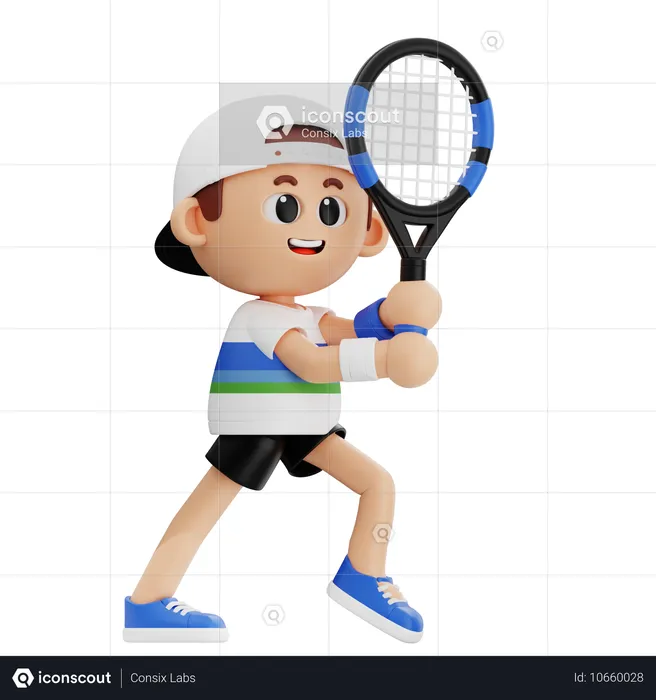 Jugador de tenis ve pelota  3D Illustration