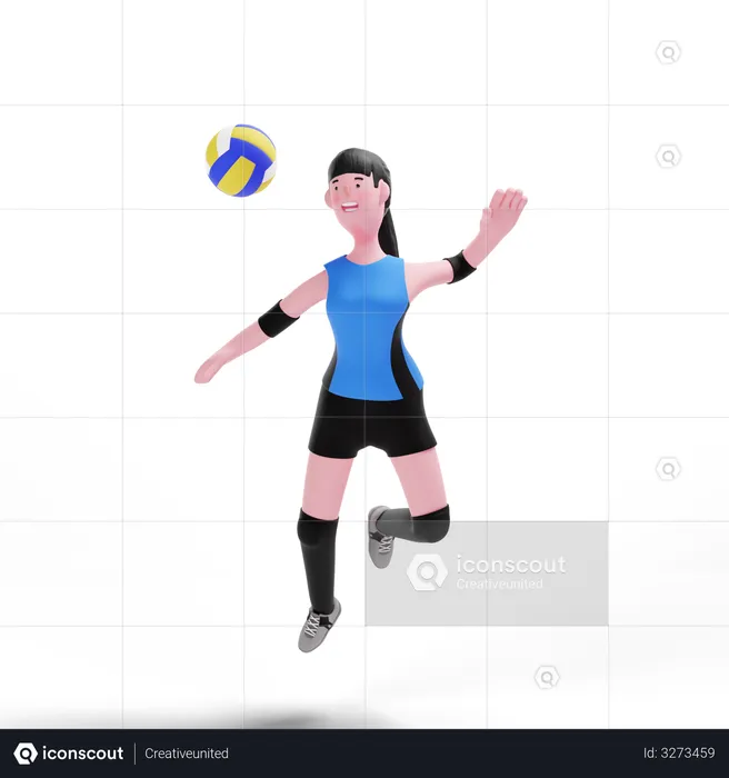 Jugador de voleibol jugando en partido  3D Illustration