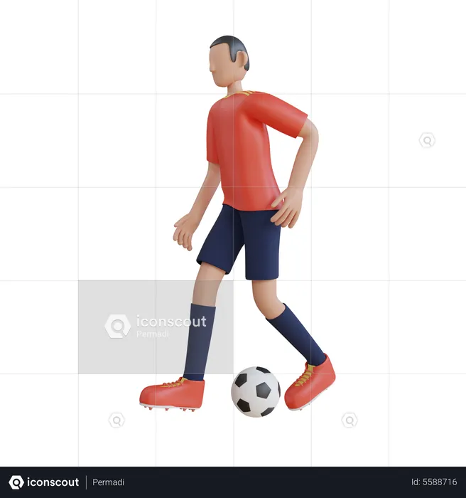 Jugador jugando con balón de fútbol  3D Illustration