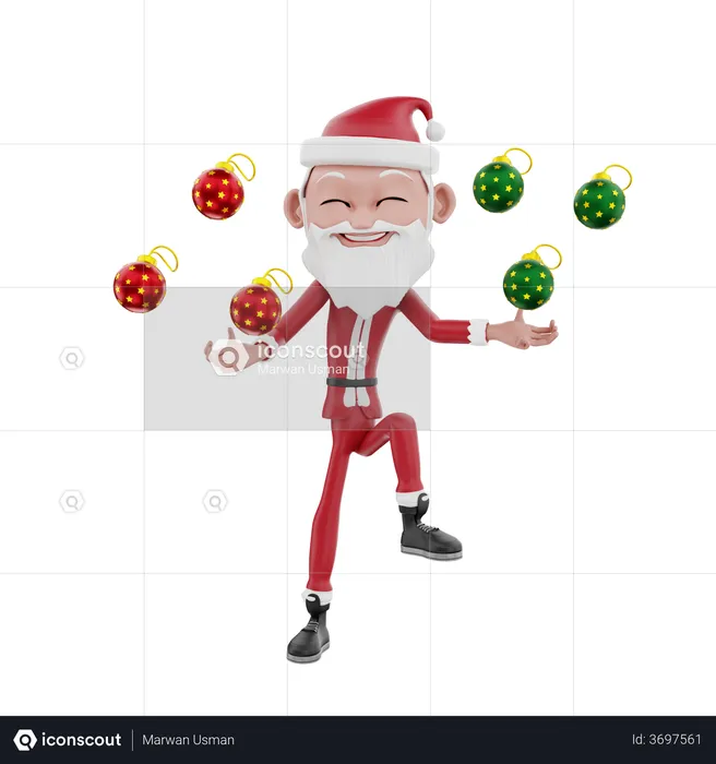 Juggler santa christmas ball  3D Illustration