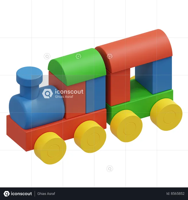 Juguete de tren de madera  3D Icon