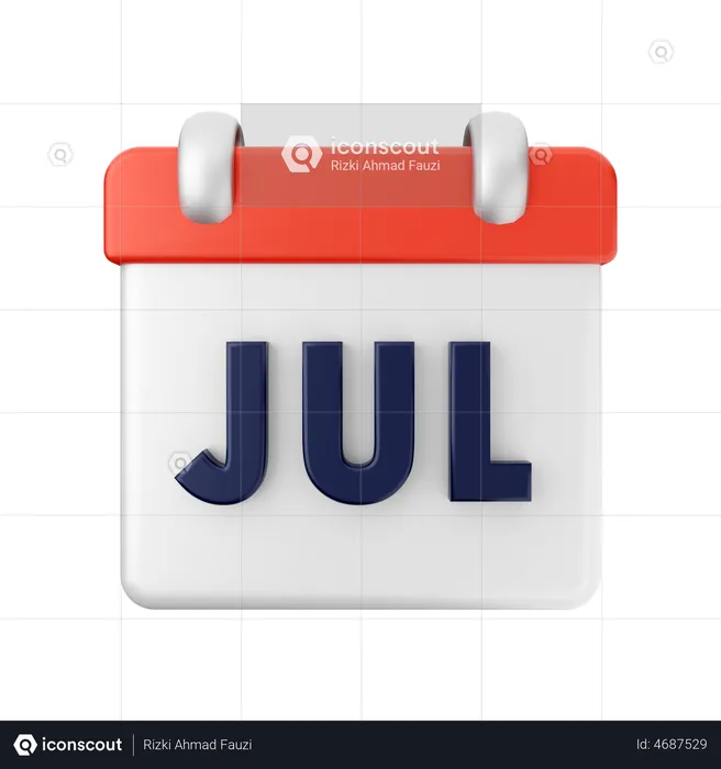 July Calendar  3D Illustration