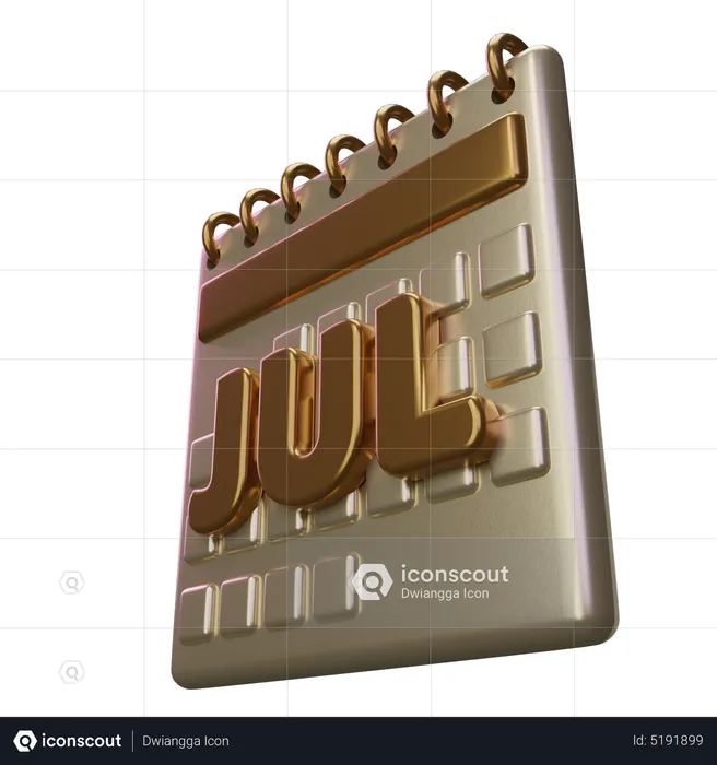 July Month Calendar  3D Icon