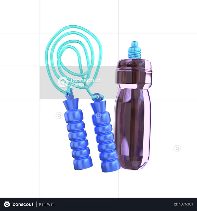 Jump Rope With Drink Bottle  3D Illustration