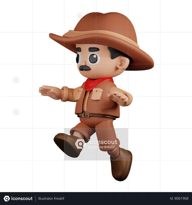 Jumping Cowboy  3D Illustration