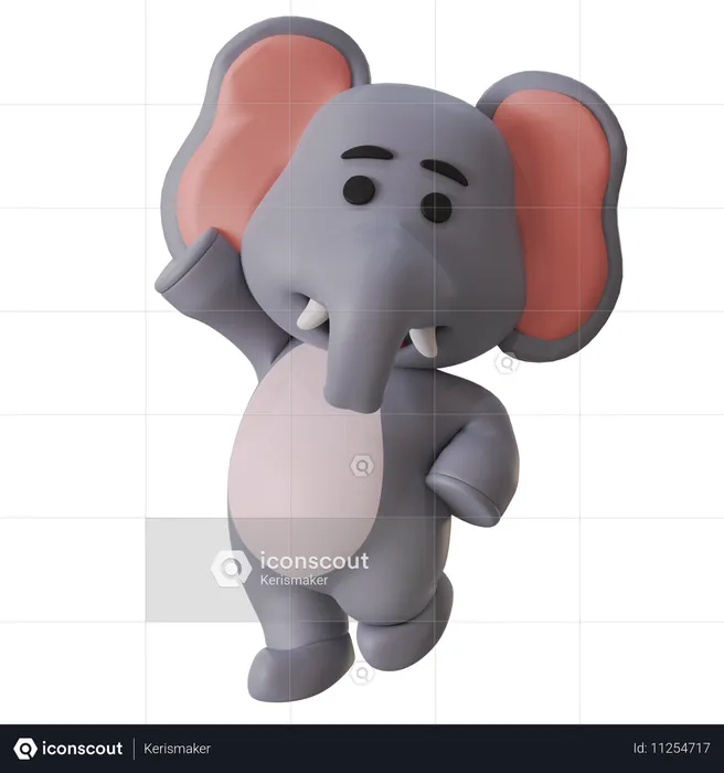 Jumping Elephant  3D Illustration