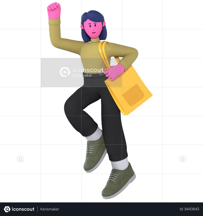 Jumping girl  3D Icon