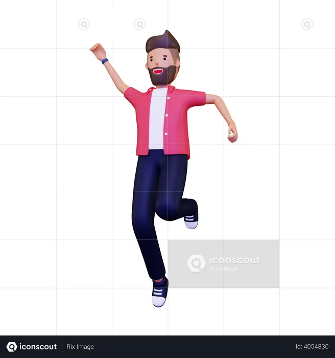 Jumping Man  3D Illustration
