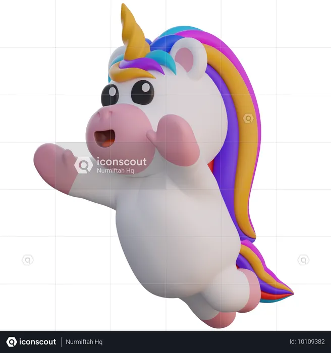 Jumping Unicorn  3D Illustration