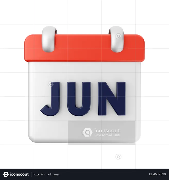 June Calendar  3D Illustration