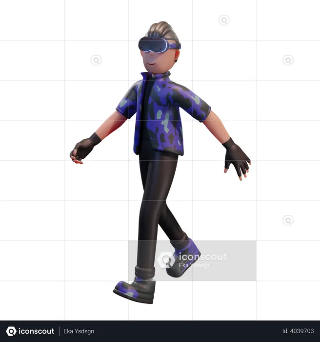 Junge benutzt VR-Box  3D Illustration