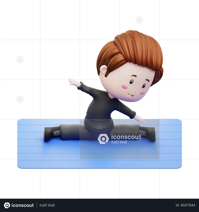 Junge dehnt Körper im Fitnessstudio  3D Illustration