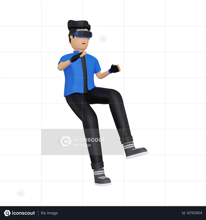 Junge erlebt virtuelle Welt  3D Illustration