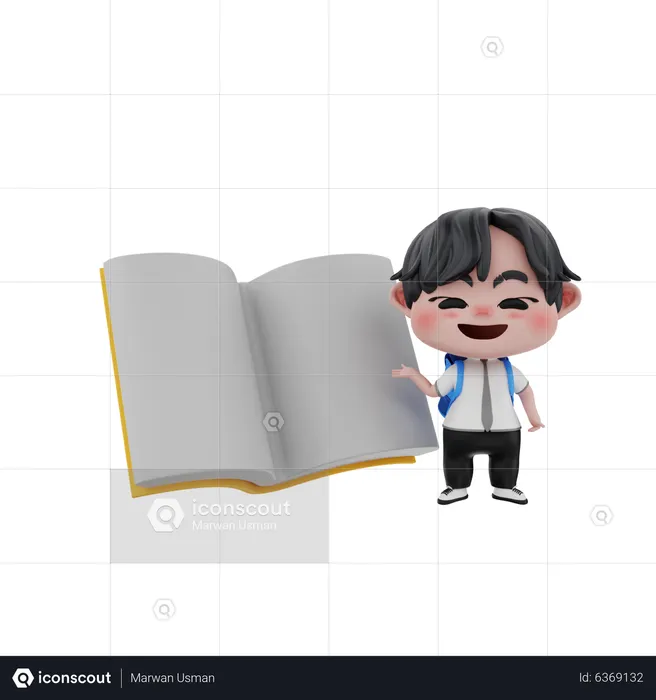 Junge mit Buch  3D Illustration