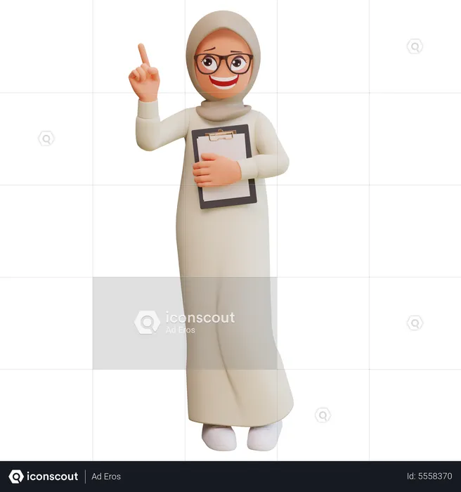 Junge muslimische Frau lächelt und posiert  3D Illustration