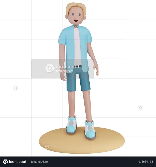 Junge steht am Strand  3D Illustration