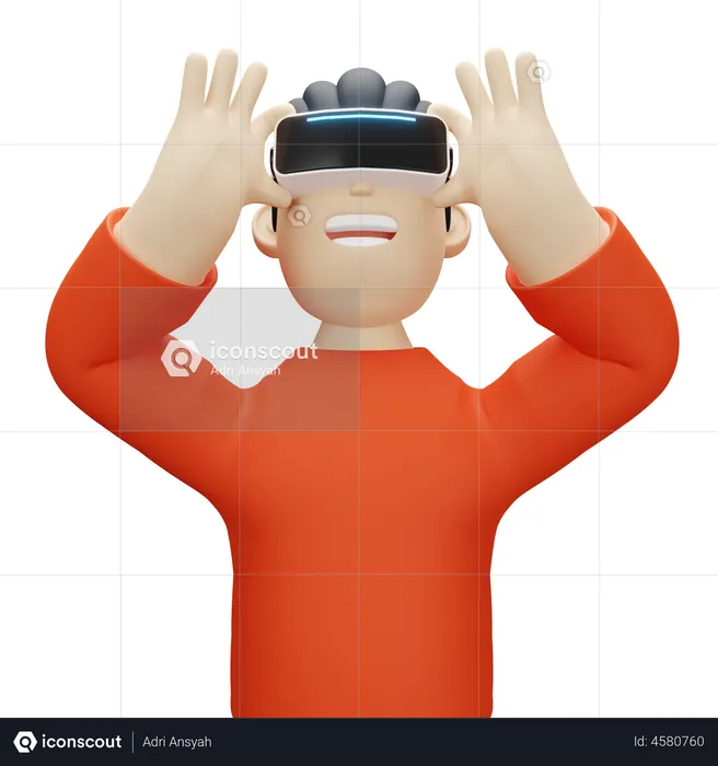 Junge mit Virtual-Reality-Brille  3D Illustration