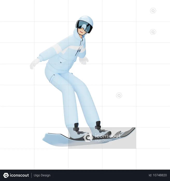 Junger Mann beim Snowboardfahren  3D Illustration