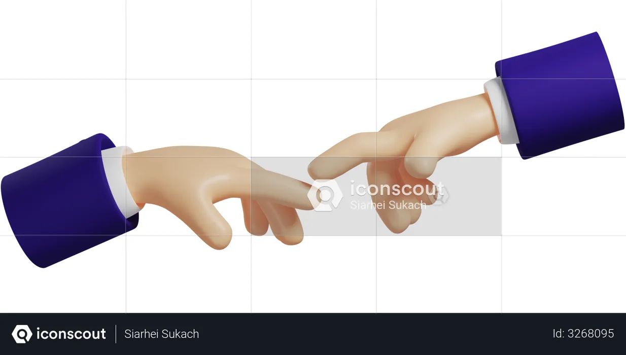 Junte-se ao gesto de mão das mãos  3D Illustration